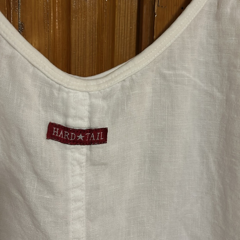 Hard Tail Forever Ruffle Front 100% Linen Dress - Picture 5 of 7